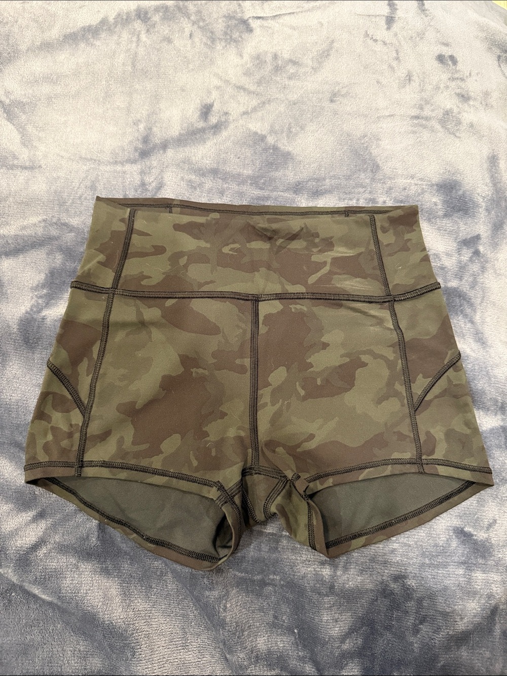 lululemon athletica Olive Camo High-Rise Bike Shorts